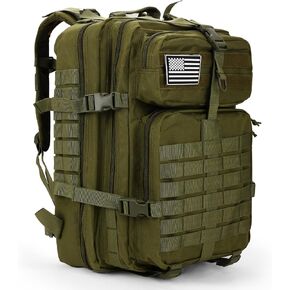 Tactical Backpack - Work Backpack, Gym Bags for Men, 45L, Backpack with Bottle Holder, for Fishing，Gym，Hiking (Camouflage Green)