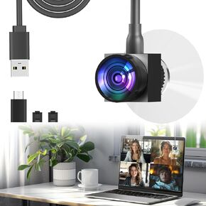 Eye Contact Webcam for PC,1080P Center Cam with Microphone Plug & Play Low Light Computer Camera with Cover Middle Screen Webcam for Zoom,Video Call, Skype, Teams