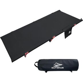 Sutekus Portable Camping Cot, Ultralight & Easy to Set Up, for Outdoor Hiking Travel Beach Mountaineering (Black)