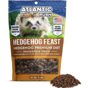Atlantic Rush Hedgehog Feast Premium Food - 2lb Food Resealable Bag of Hedgehog Food - Hedgehog Supplies Hedge Hog Food - Hedgehog Accessories - Hedgehog Treats- Sourced & Made in The USA