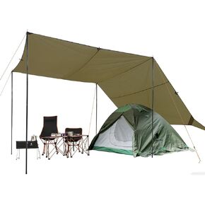 GEERTOP Large Camping Tent Tarp 17 x 10ft Portable Hammock Rain Fly Tarp with Poles Waterproof Backpacking Hammock Tarp for Outdoor Travelling