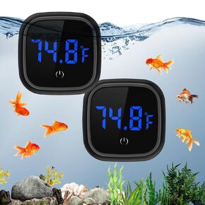 JXTZ 2 Pack Digital Aquarium Thermometer, Digital LED Fish Tank Thermometer with Touch Buttons, High Accuracy Stick-on Tank Thermometer, Range of 32℉-140°F, for Fish, Axolotl, Turtle, Aquatic, Black