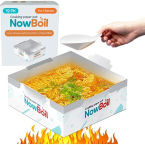 KN FLAX Paper Ramen Cooker, Boiling Portable Paper Camping pot for 2 person - Perfect for camping, fishing, hiking, office, or home (12 packs with 24 side dishes)