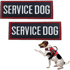 2 Pack Service Dog Patches for Harness, Tags with Hook and Loop Patches Red Border for Vests and Harnesses for Dog in Training, Service Dog, Emotional Support