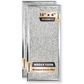 13" x 6" Microwave Grease Filter Replacement for Whirlpool GE WB06X10596 W10208631A Microwave Oven vent Filter Pack 2