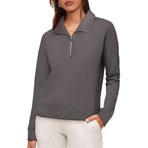 WIHOLL Women's Half Zip Sweatshirts Cropped Slim Fit Long Sleeve Pullover Soft Quarter Zipper Hoodies Fall Outfits 2024