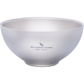 iBasingo 300ml /10.12 fl.oz Titanium Double Walled Bowl Heat Insulation Durable Soup Bowl Rice Oatmeal bowl Outdoor Camping Ultralight Portable Tableware Ti1082T