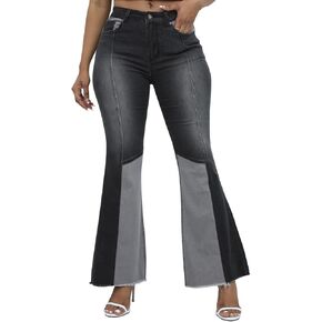vanberfia Women Mid Waist Stretchy Patchwork Denim Pants Jeans…