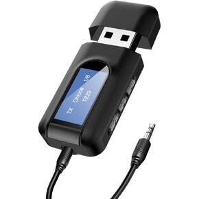 Bluetooth Transmitter Receiver for TV 2-in-1 Bluetooth USB Transmitter for TV Mini Wireless Audio Adapter 3.5mm Audio Bluetooth Adapter for TV/PC/Car/Speaker/Home Stereo/Airplane,Gym-Plug and Play