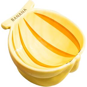 VEEKI Ceramic Elevated Cat Bowls, Tilted Whisker Friendly Raised Cat Food Bowl Stress Free Anti-Vomiting, Food Feeding Dish for Indoor Cats Dishwasher Safe & Microwaveable(Banana)