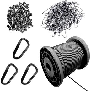 AUSCAMOTEK Taxas Duck Decoy Rig Accessories Set for Waterfowl Hunting- 100 Crimp 50 Swivel Snap 18 Feet Cable 3 Carabiner