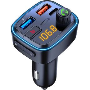 FM Transmitter Car Adapter, Car Radio Bluetooth Adapter Charger PD 30W QC3.0 18W Car Charger Wireless Bluetooth 5.4 FM Radio Transmitter Music Player Car Kit with Bass Booster, Hands-Free Calls