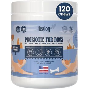 Probiotic for Dogs - 120 Chicken Flavored Soft Chews, Natural Dog Probiotics for Digestive Health, Gut Health for Dogs, Anxiety and Gas Relief, Diarrhea Control, 1 Billion CFU