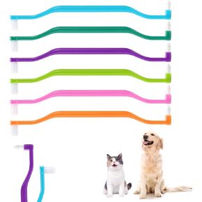 6 Pcs Dual Sided Cat Toothbrush, Anti-Slip Curved Handle Cat Teeth Cleaning Brushs,Cat Dental Care Supplies,Pet Toothbrush with Micro Brush Head
