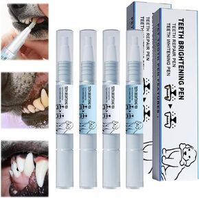 Omaky 4Pcs Pet Toothbrush Pen, 2024 New Upgrade Dog Teeth Cleaning Pen, Pet Teeth Repairing Kit, Cat/Dog Teeth Brightening Pen for Pet Dental Care Fresh Breath