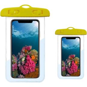 IPX8 Waterproof Phone Pouch Universal Waterproof Phone Case Dry Bag with Lanyard for Swimming Diving Compatible with iPhone 13/12/11 Pro XS MAX XR X 8 7 6 Plus & Samsung Phones 2 Pack (Yellow) in Kuwait