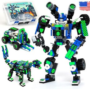Robot Building Toy Gift for Boys, Perfect STEM Gift for Builders Ages 6, 7, 8, 9, and 10 Year Olds, Blue SnabGlider (246 Pcs) Robotryx by JitteryGit
