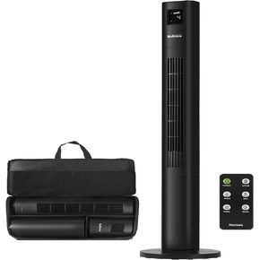 HOLMES STACK-N-CONNECT 45" Digital Tower Fan, ClearRead Display, Bonus Storage Bag, 80° Oscillation, 4 Speeds, 4 Modes, 8-Hour Timer, Home, Ideal for Bedroom or Office, Remote Control, Matte Black