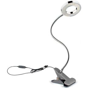 Dimmable 5W LED USB Plug Clip On Light Flexible Gooseneck Reading Lamp for Laptop, Book,Piano,Bed Headboard,Desk, 3 Lighting Colors, 10 Brightness Levels (Silver)