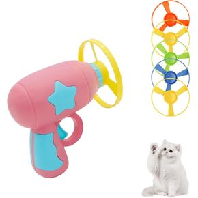 Andiker Cat Fetch Toy, Interactive Cat Flying Disc Launcher Toy with 5 Colorful Flying Propellers for Cat Enrichment, Flying Saucer Toy for Cat for Training and Chasing (Navy Blue)