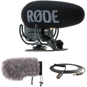 ميكروفون Rode VideoMic Pro Plus الموجود على الكاميرا مع Windbuster VideoMic Pro وكابل ذكر صغير إلى كابل أنثى صغير ستيريو in Kuwait