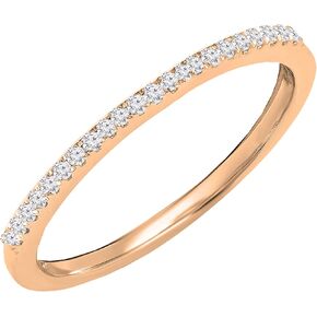 Dazzlingrock Collection Round White Diamond Single Row Dainty Anniversary Wedding Band for Women (0.15 ctw, I-J Color, I1-I2 Clarity) | Available in 14K Gold in Kuwait