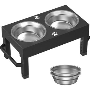 Height Adjustable Dog Bowls Elevated, Raised Dog Bowl Stand with 2 Stainless Steel 7" Dog Food Bowls for Small Medium and Large Dogs