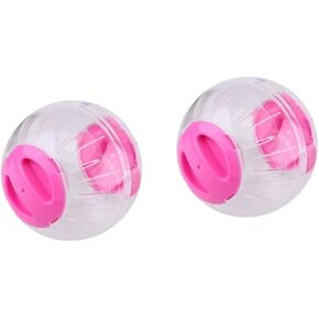 2 Pieces Hamster Exercise Ball, 5.7 Inch Hamster Running Ball Transparent Plastic Hamster Ball Wheel for Dwarf Hamsters Small Pets to Reduce Boredom and Increase Activity (Pink)