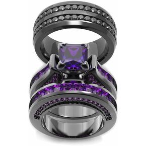 LOVERSRING Couple Ring Bridal Set His Hers Women White Gold Filled CZ Men Stainless Steel Wedding Ring Band Set in Saudi Arabia
