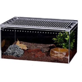 Reptile Terrarium - Amphibian Tank Starter Kit,12 * 8 * 6 in Eco Rainforest Feeding Box, Amphibian Feeding Box, Suitable for breeding Lizards, Turtles, Chameleons, Snakes, Jumping Spiders