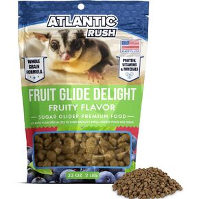 Atlantic Rush Fruit Glide Delight Sugar Glider Food - 2lb Resealable Bag of Food for Sugar Gliders - Sourced and Made in USA - Sugar Glider Supplies - Sugar Glider Stuff - Sugar Glider Treats