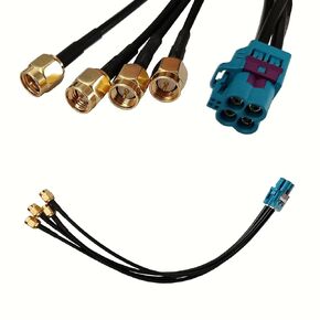 Mini Fakra 4 In 1 Cable Assembly Straight Mini Fakra to SMA Coaxial Extension Cable RG316 Mini Fakra Z Code Female to SMA 4 Port Male for GPS Telematics or Navigation Compatible with Rosenbeger 50cm