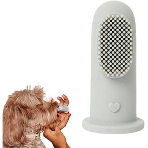 Puppy Breath Daily Dog Finger Toothbrush for Bad Breath, Removing Plaque and Tartar Buildup Made from Silicone (Slate Blue)