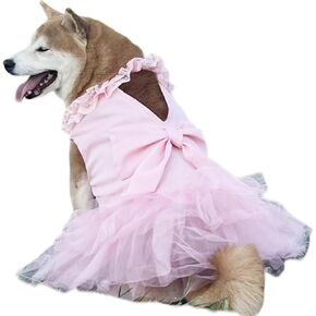 Dog Dresses for Large Dogs Girl Luxury Dog Tulle Dress Cute Princess Lace Dog Wedding Dress with Flower Bowknot Multi-Layer Princess Tutu Skirt for Dog Birthday Bridesmaid Prom Outfit (Pink,XL)