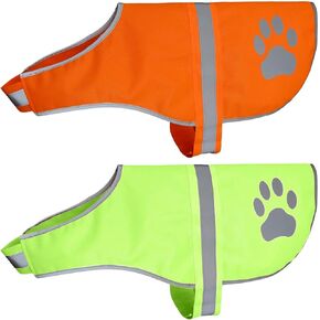 Dog Reflective Safety Vest Two Pack Colors High Visibility to Keep Dogs Visible Safe from Cars and Hunting Accidents Orange Yellow L