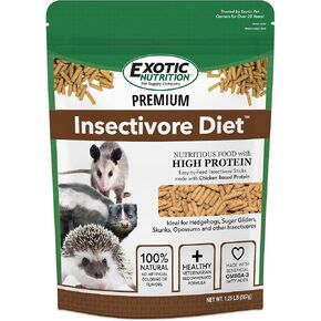 Premium Insectivore Diet (2.5 lb.) - Healthy Nutritious Chicken Based High Protein Pellet Diet - for Sugar Gliders, Hedgehogs, Opossums, Skunks & Other Insectivores