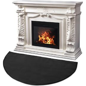 48'' × 27'' Half Round Fireplace Mat, Upgraded 4-Layer Fireproof Mat for Fireplace, Fire Resistant Mat, Fire Retardant Hearth Pad for Wood Stove, Protect Floor from Sparks Embers Indoor Outdoor