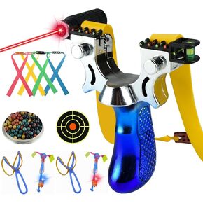 Catch&Hunt Slingshot,Laser Sling Shot,Shooting and Hunting Slingshots with Rubber Band, Ammo,Target Paper Set,Outdoor Party Catapult Game Favorite collectible for Adult