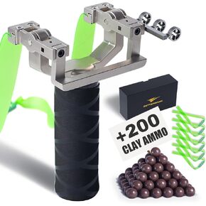 Slingshot,Dual-Axis Rotation Sling Shot for Adult,Slingshots for Adults,Hunting & Shooting Sling Shot with 6 Slingshot Bands and 200 Clay Slingshot Ammo.