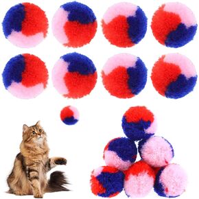 KALIONE 30 Pcs 1.2'' Mixed Colors Cat Toy Balls Colorful Cat Pom Pom Balls Soft Plush Cat Ball Fuzzy Kitty Balls Kitten Puff Balls for Cat Kitten Pet Playing Exercising