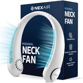 NEXAIR Portable Neck Fan - 3 Speed Rechargeable Bladeless Neck Cooler, Quality Comfortable Lightweight, Personal Neck Fan For Women & Men Modern Design, Great Cooling Fan For Travel, Outdoors & Sports