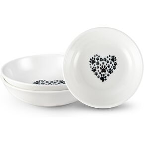 3-Pack Cat Food Bowl, Whisker Fatigue Cat Dishes for Food, Cute Ceramic Cat Bowl for Indoor Cats, 5.5" Flat Cat Plates for Wet Food, Shallow Kitten Bowl Whisker Friendly