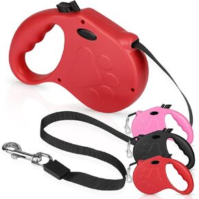 Retractable Dog Leash, 16ft Dog for Small Dogs up to 77lbs, Non-Slip Handle - Pink