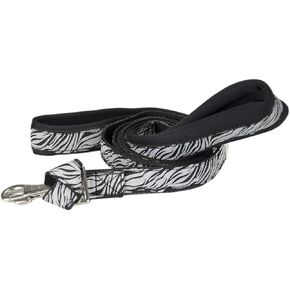 Padded Double Handle Overlay Leash with Snap Design-Warranted, Zebra Black/White, 1" x 6'