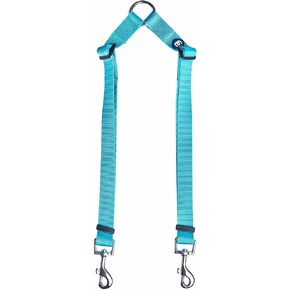 Blueberry Pet Essentials Durable Classic Double Dog Leash Coupler, Turquoise, Medium/Large, Dual Walking & Training Leashes for Two Dogs