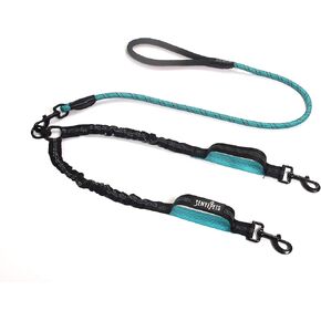 Double Dog Leash Swivel No Tangle Double Dog Walking Training Leash Comfortable Shock Absorbing Reflective Bungee for Two Dogs