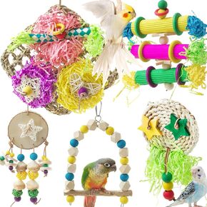5 PCS Bird Toys,Shredding & Foraging for Parakeets, Suitable for Budgies, Cockatiels, Lovebirds, Parrotlets, and Conures. (Style-B)