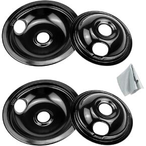Porcelain Drip Pan Set Replacement for fri-gidaire ken-more Cooktop 5304430150,5304430149,318067051,318067041,and MP22YA Electric Range Burner Element Unit Set,with A Cleaning Cloth