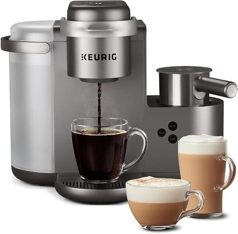 ماكينة صنع القهوة Keurig K-Cafe إصدار خاص مع وظيفة اللاتيه والكابتشينو - تخمير مريح - (النيكل) حزمة مع دونات شوب كبسولات القهوة المشوية المتوسطة وأكواب التنظيف (3 عناصر) in Kuwait