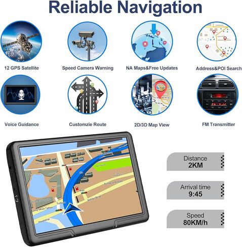 نظام تحديد المواقع العالمي (GPS) لمستكشف شاحنة السيارة - نظام الملاحة بشاشة لمس 9 بوصة، 2024 خرائط الولايات المتحدة/كاليفورنيا/MX غير المتصلة بالإنترنت تحديث مجاني مدى الحياة، التوجيه الصوتي، تحذير كاميرا السرعة، نظام تحديد المواقع العالمي للسيارات RV لسا in Kuwait